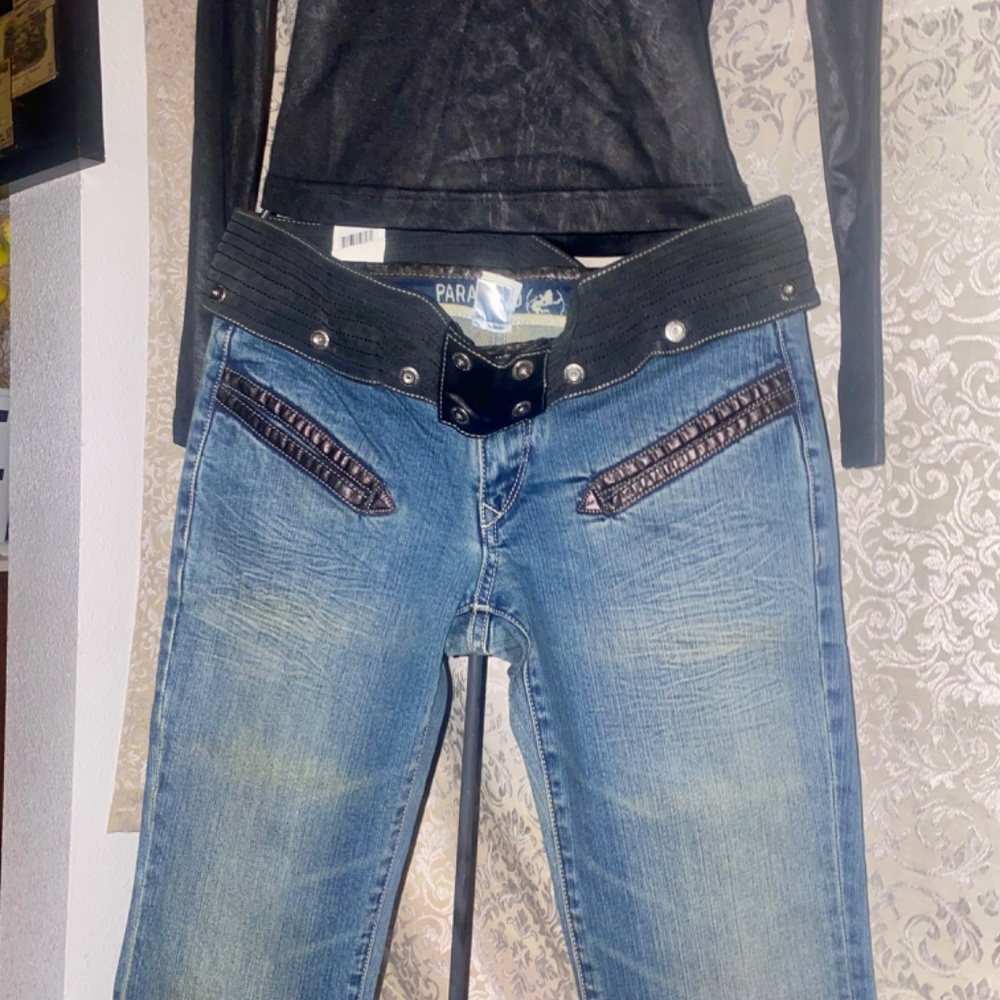 Parasuco Womens Blue Boot Cut Jeans with Black Trim - Picture 8 of 14